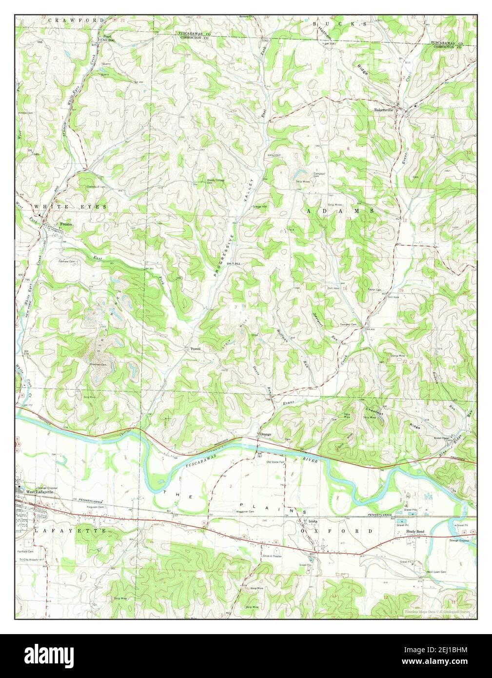 Fresno, Ohio, mappa 1961, 1:24000, Stati Uniti d'America da Timeless Maps, dati U.S. Geological Survey Foto Stock