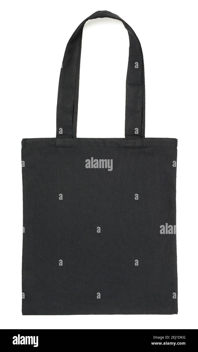 Eco bag in tessuto nero isolato su sfondo bianco Foto Stock