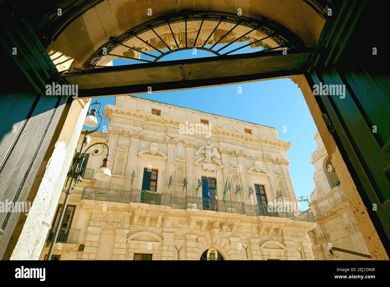 Municipio barocco nell'isolotto di Ortigia, Siracusa di Sicilia Foto Stock