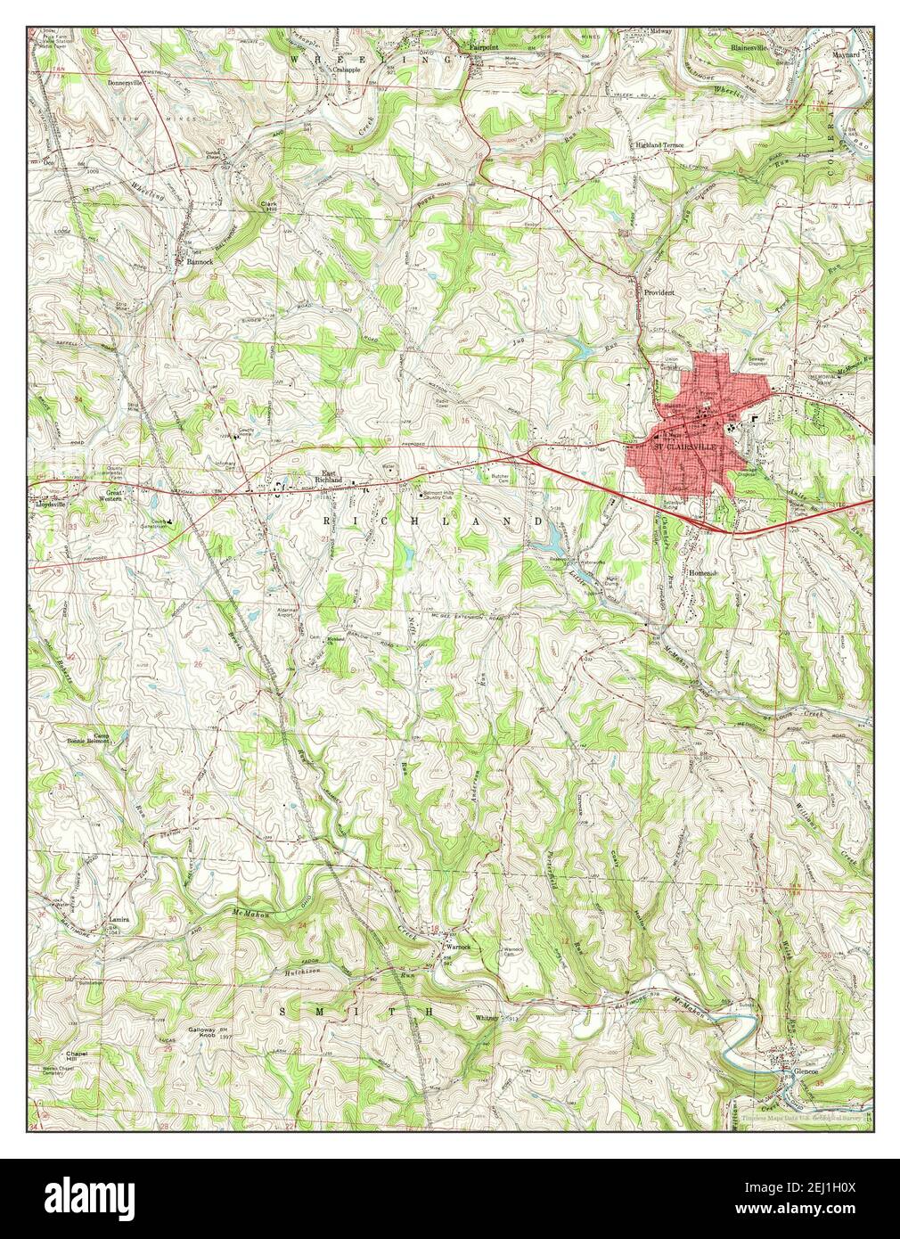 St Clairsville, Ohio, map 1960, 1:24000, United States of America by Timeless Maps, data U.S. Geological Survey Foto Stock