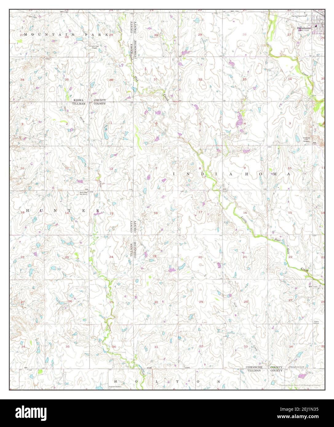 Indiahoma, Oklahoma, map 1956, 1:24000, United States of America by Timeless Maps, data U.S. Geological Survey Foto Stock