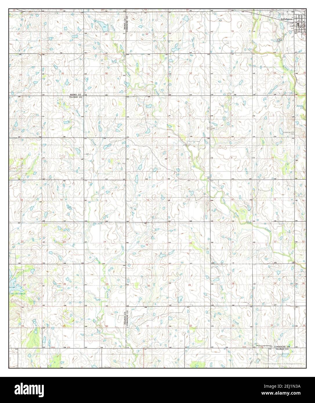 Indiahoma, Oklahoma, map 1991, 1:24000, United States of America by Timeless Maps, data U.S. Geological Survey Foto Stock