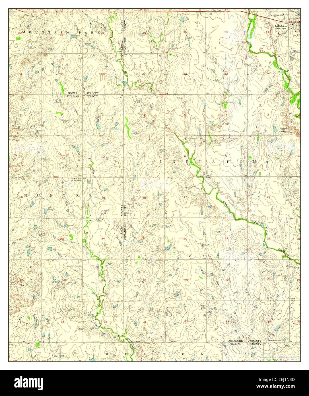 Indiahoma, Oklahoma, map 1956, 1:24000, United States of America by Timeless Maps, data U.S. Geological Survey Foto Stock