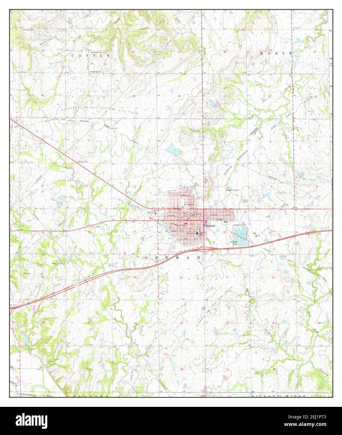 Okemah, Oklahoma, mappa 1967, 1:24000, Stati Uniti d'America da Timeless Maps, dati U.S. Geological Survey Foto Stock