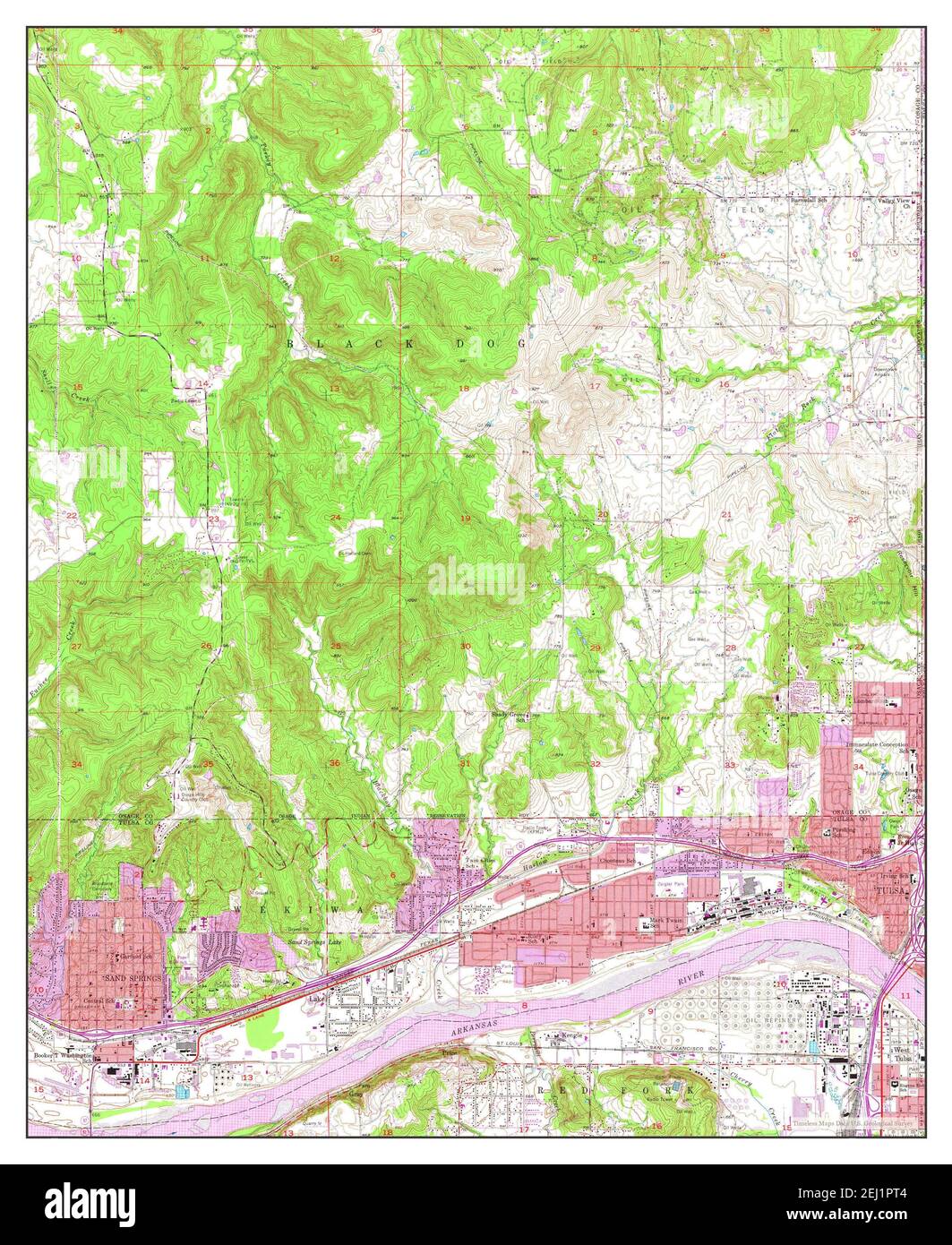 Sand Springs, Oklahoma, mappa 1956, 1:24000, Stati Uniti d'America da Timeless Maps, dati U.S. Geological Survey Foto Stock