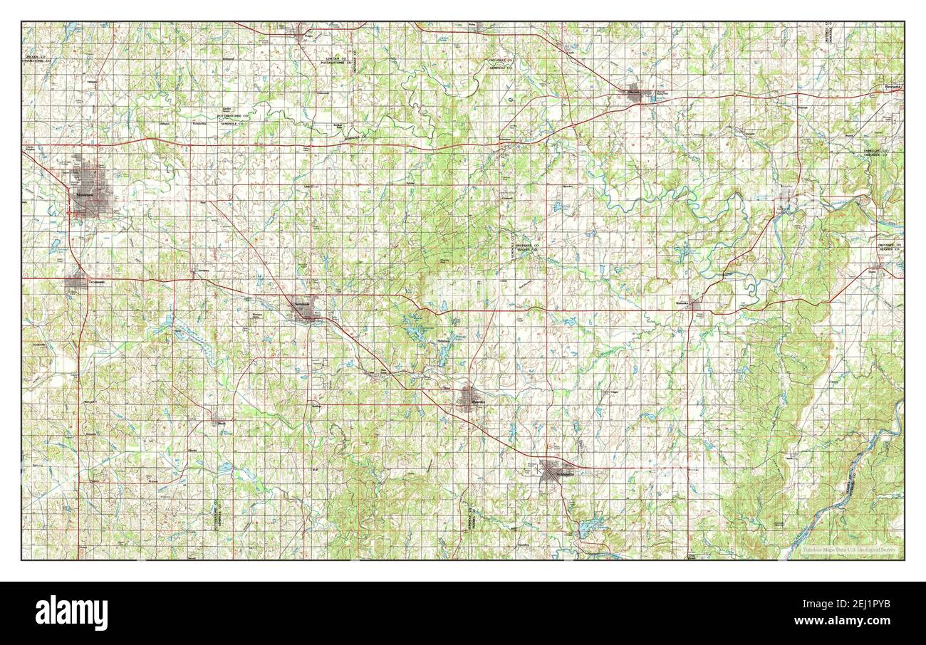 Shawnee, Oklahoma, map 1985, 1:100000, United States of America by Timeless Maps, data U.S. Geological Survey Foto Stock
