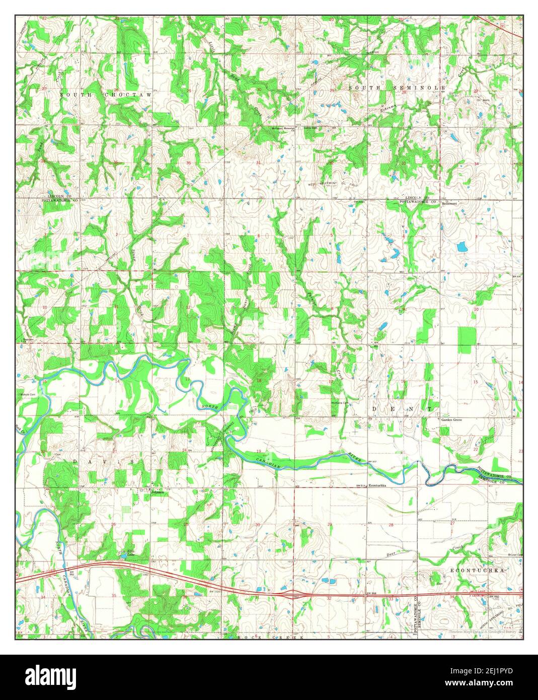 Shawnee NE, Oklahoma, map 1967, 1:24000, United States of America by Timeless Maps, data U.S. Geological Survey Foto Stock