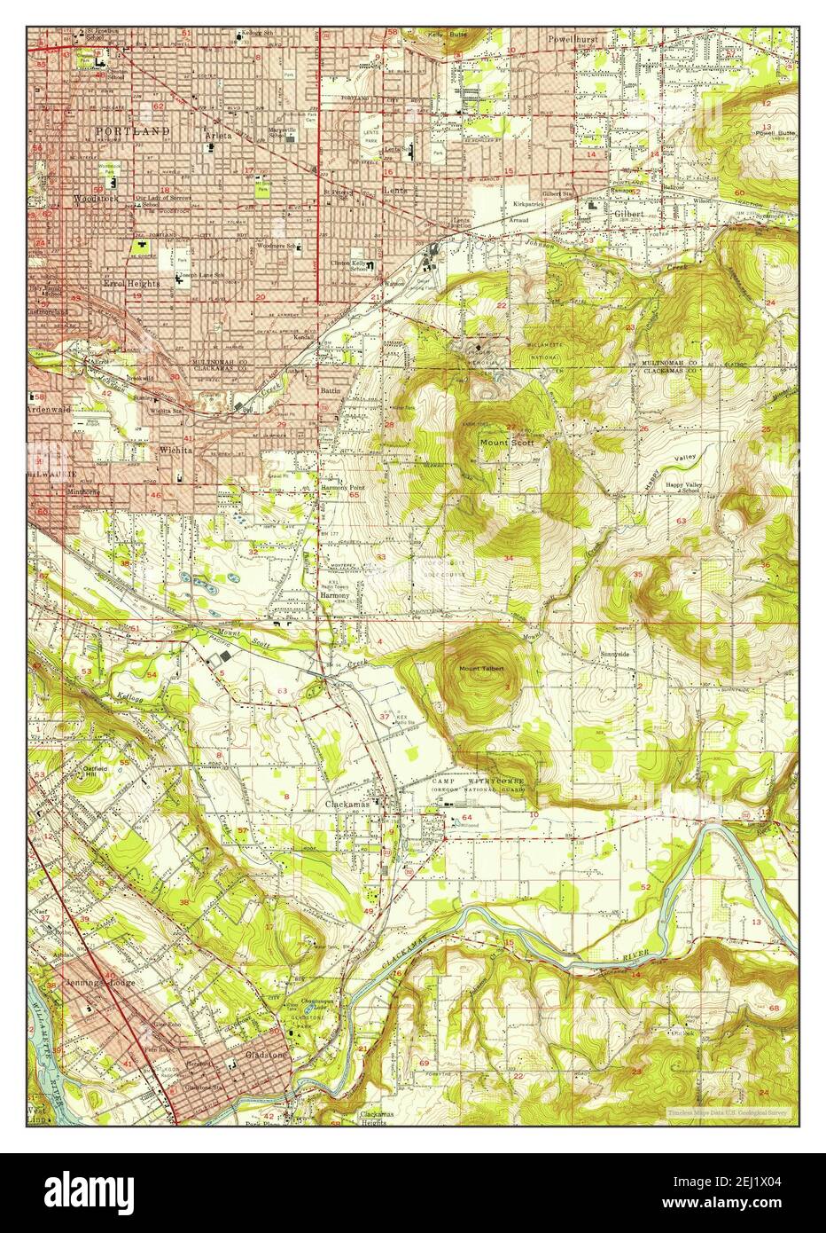 Mappa dell'oregon di gladstone immagini e fotografie stock ad alta