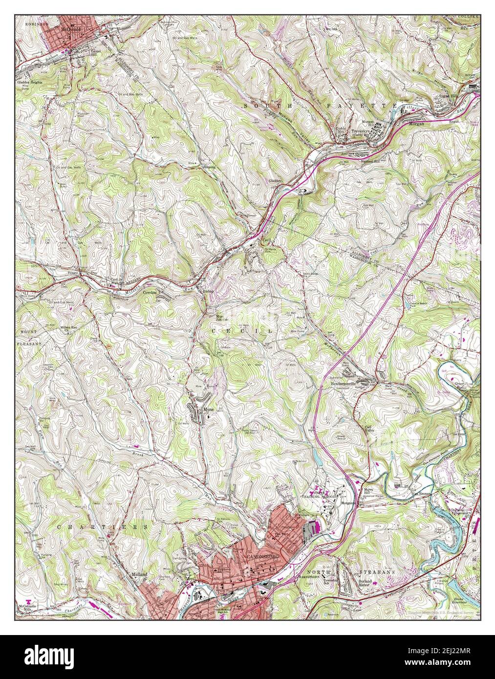 Canonsburg, Pennsylvania, map 1960, 1:24000, United States of America by Timeless Maps, data U.S. Geological Survey Foto Stock