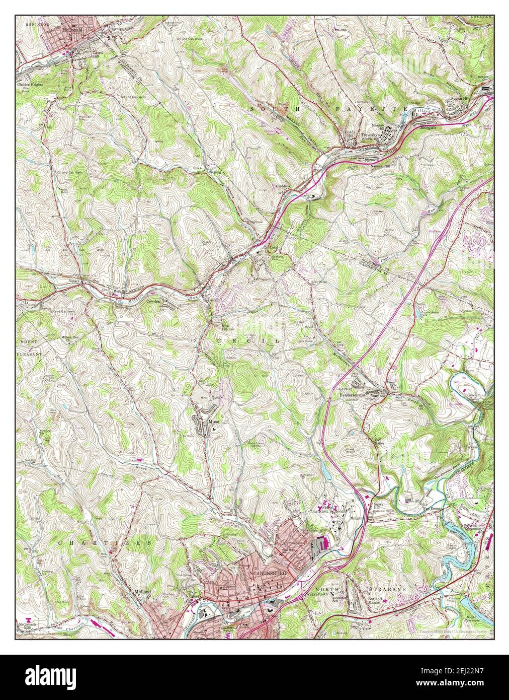 Canonsburg, Pennsylvania, map 1960, 1:24000, United States of America by Timeless Maps, data U.S. Geological Survey Foto Stock