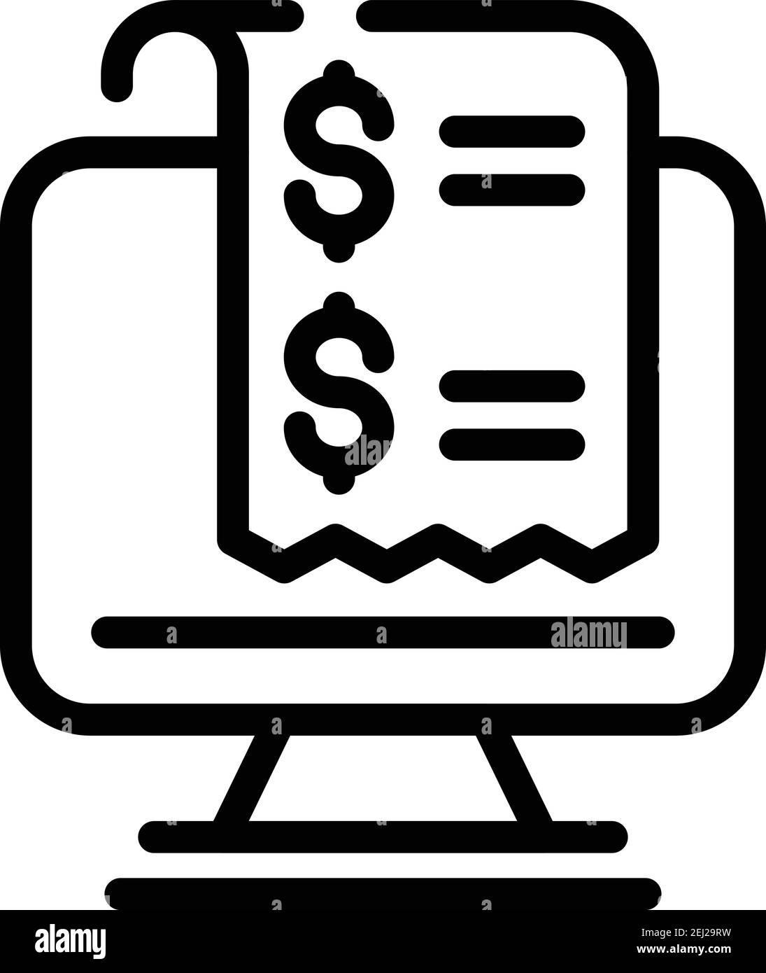 Icona della bolletta della spesa. Icona vettoriale per la bolletta della spesa per il web design isolato su sfondo bianco Illustrazione Vettoriale