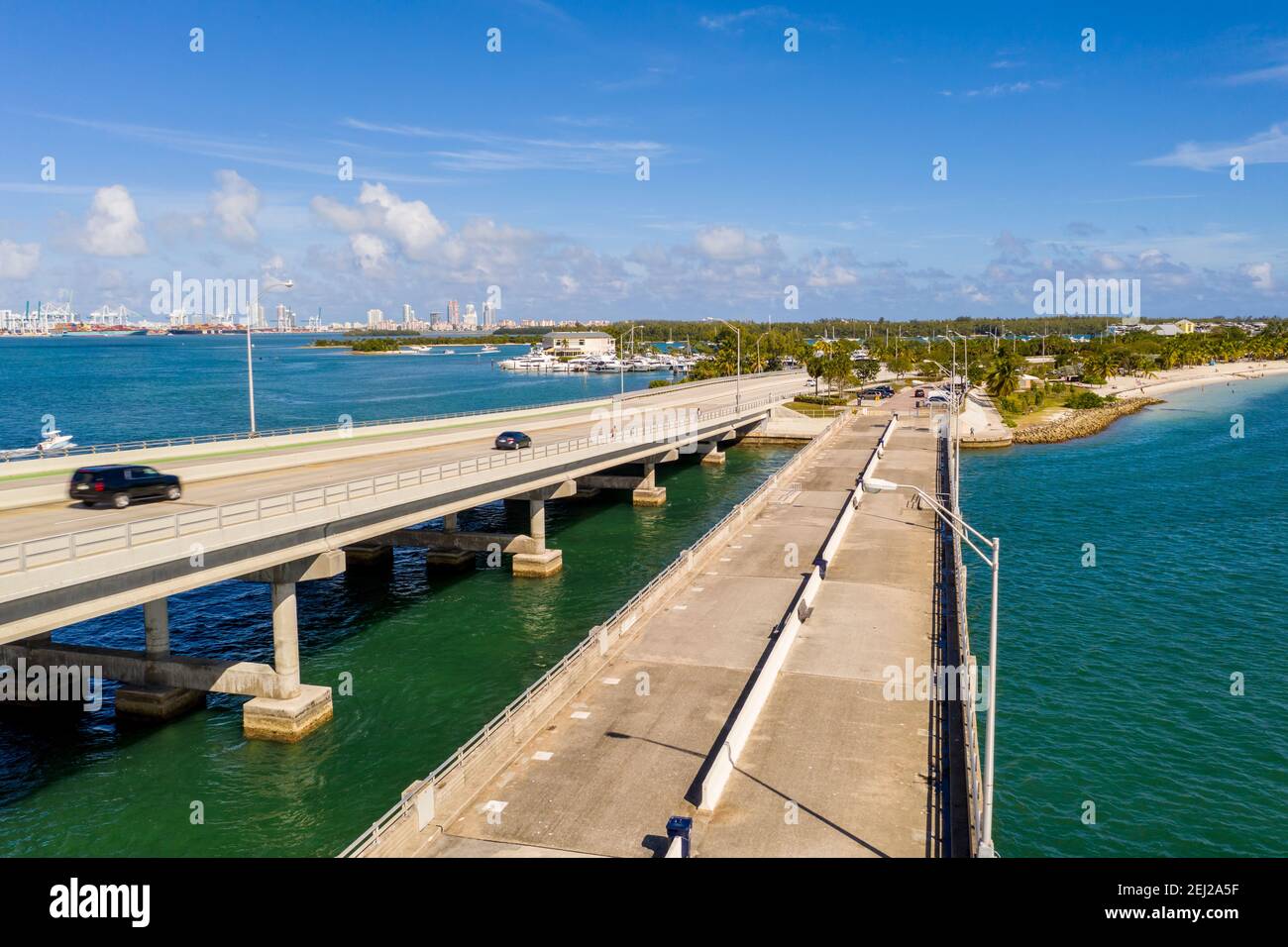 Foto aerea ponte di pesca Miami Key Biscayne Foto Stock