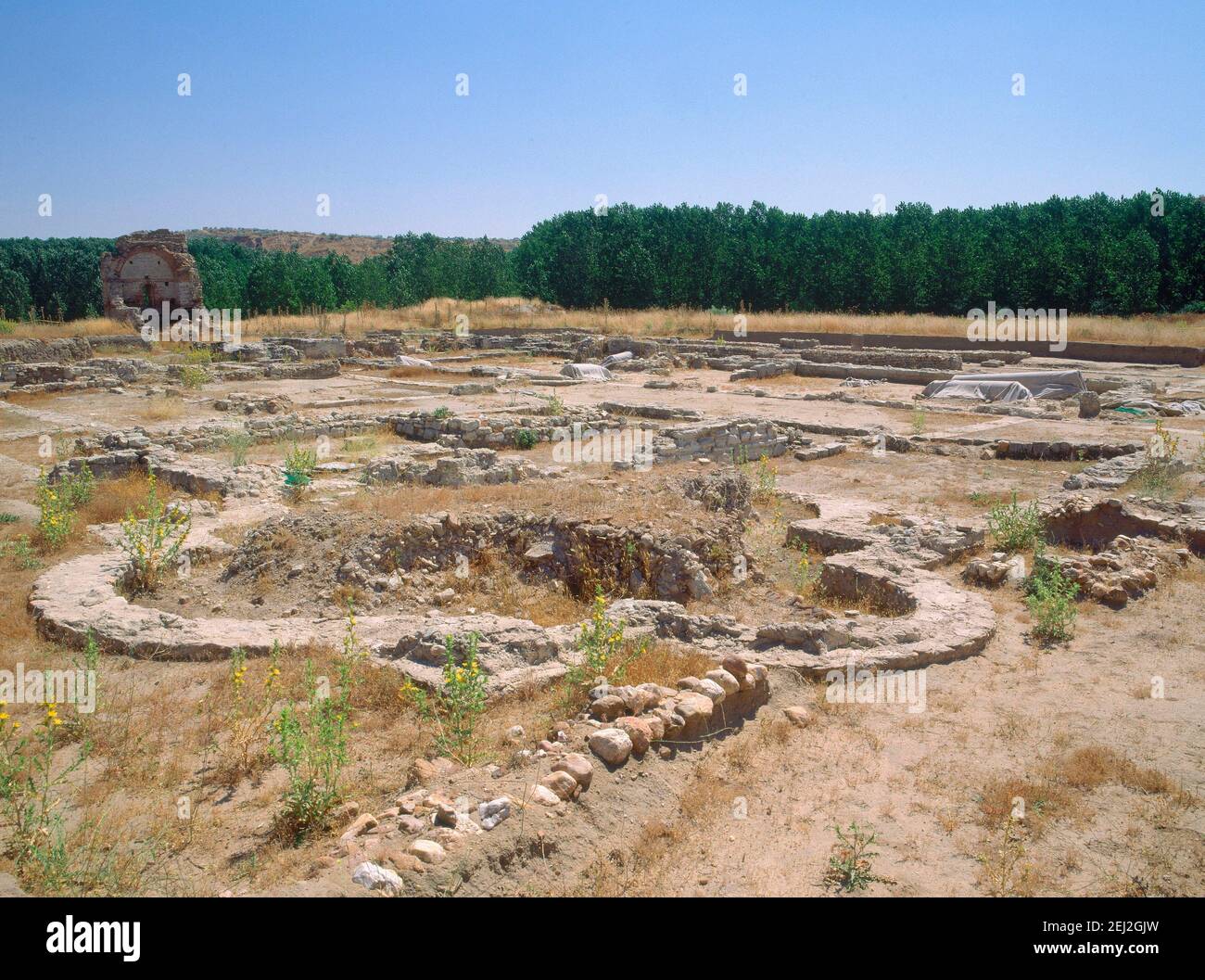 RESTOS ARQUEOLOGICO DE LA BASILICA - DET DE LA CONSTRUCCION CUADRILOBULADA- S IV - FOTO AÑOS 90. Posizione: VILLA ROMANA. CARRANQUE. Toledo. SPAGNA. Foto Stock