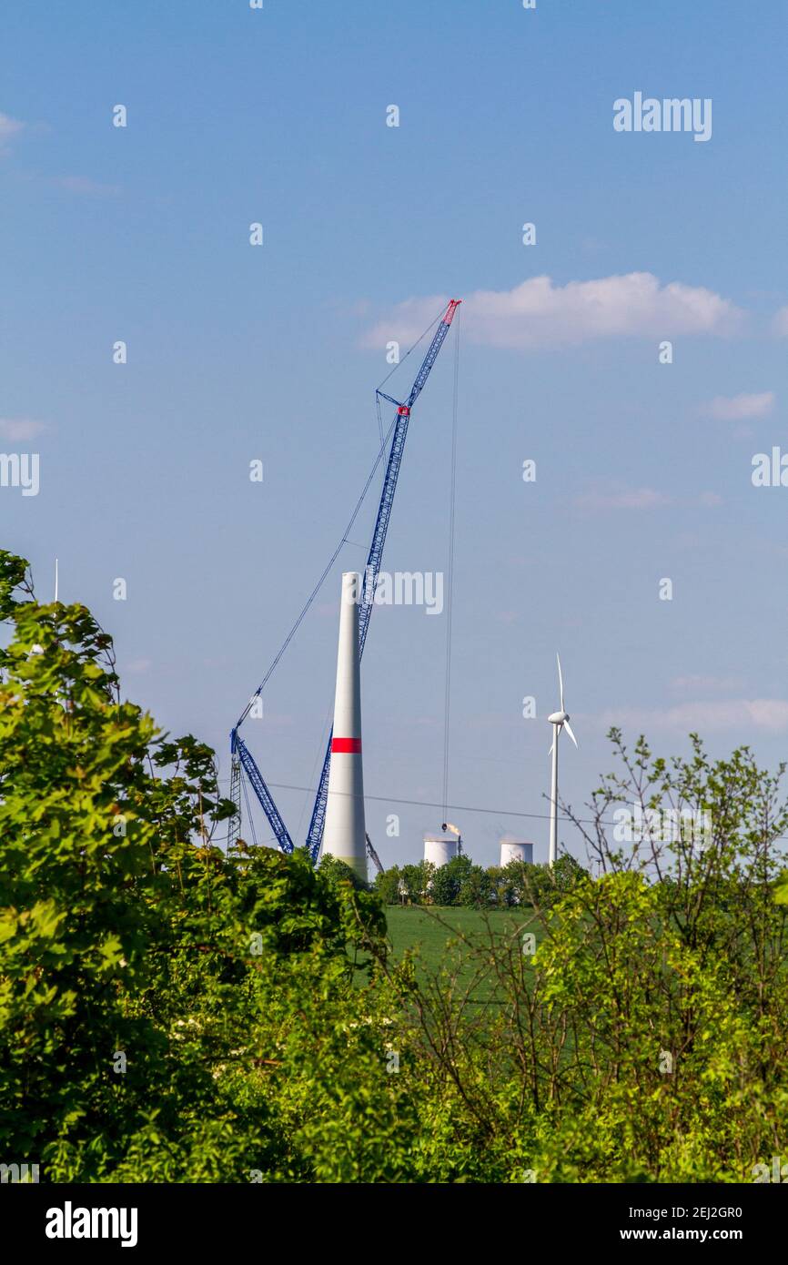 Ausbau einer Windkraftanlage Windrad Foto Stock
