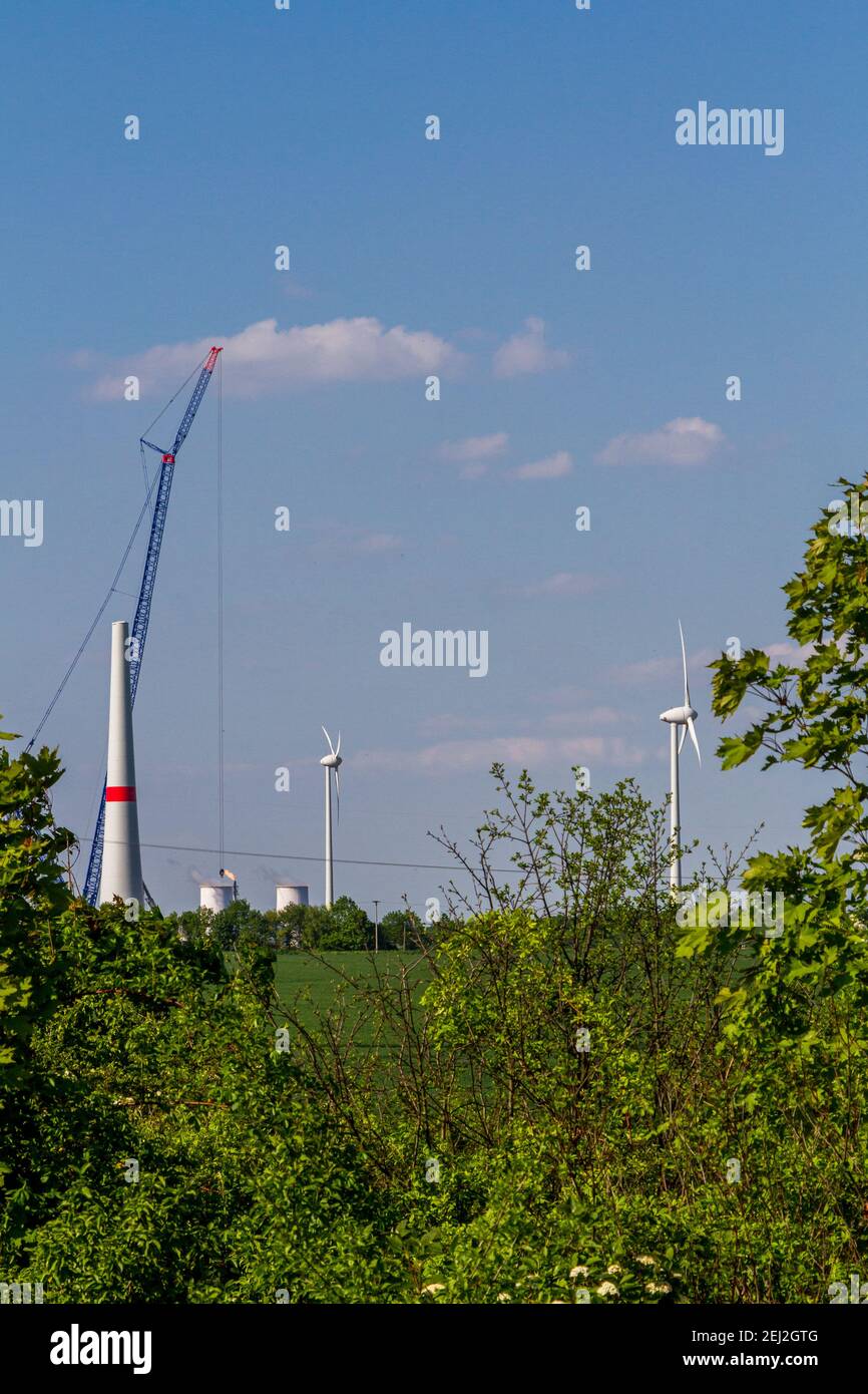 Ausbau einer Windkraftanlage Windrad Foto Stock