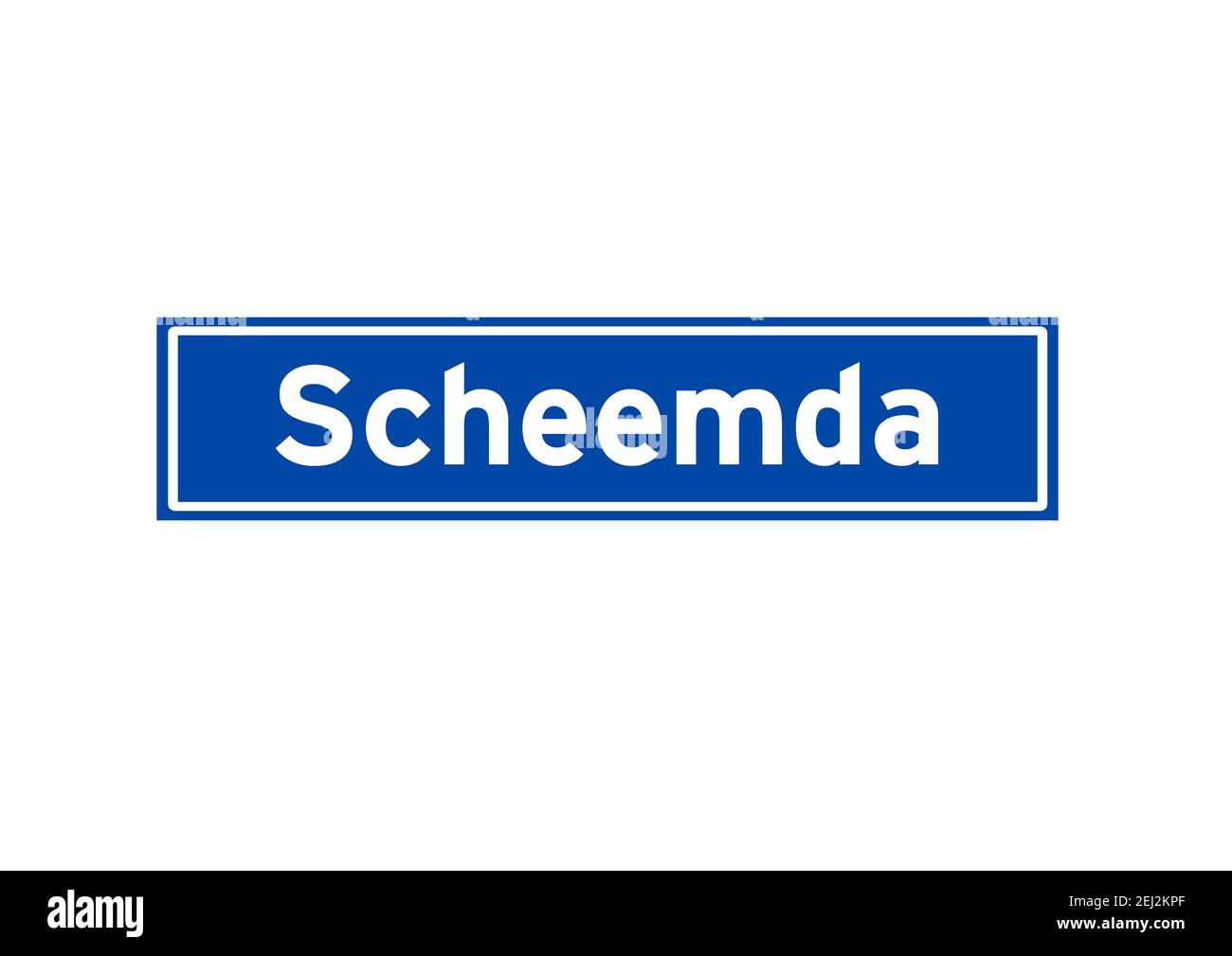 Scheemda isolato olandese segno nome luogo. Indicazione della città dai Paesi Bassi. Foto Stock