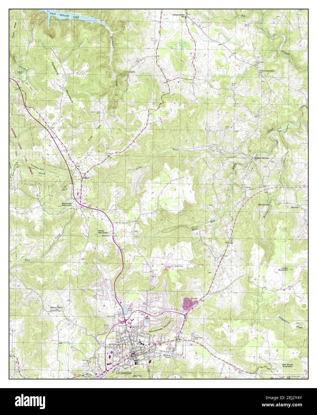 Livingston, Tennessee, mappa 1955, 1:24000, Stati Uniti d'America da Timeless Maps, dati U.S. Geological Survey Foto Stock