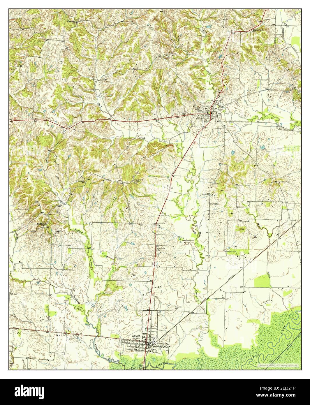 OBION, Tennessee, mappa 1951, 1:24000, Stati Uniti d'America da Timeless Maps, dati U.S. Geological Survey Foto Stock