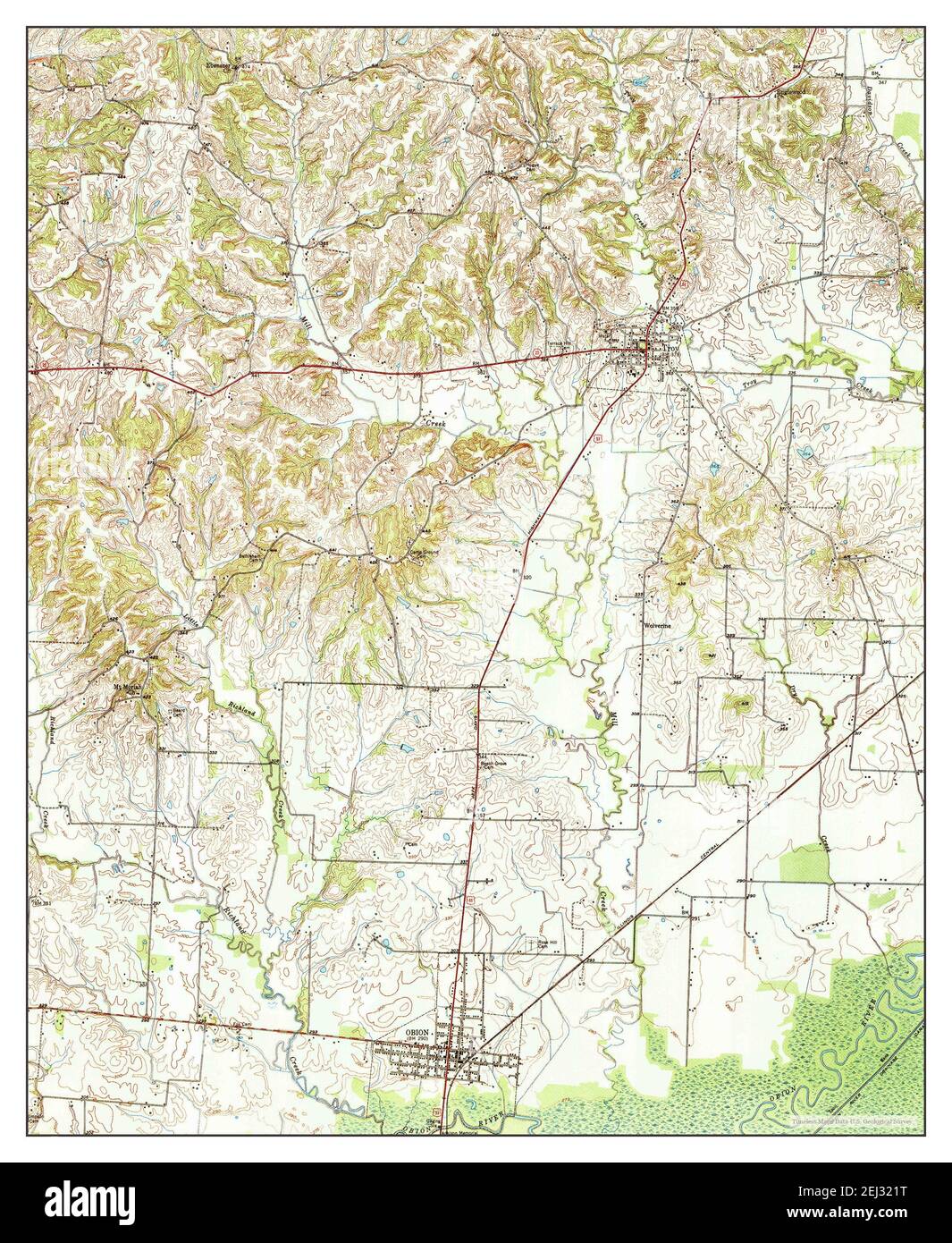 OBION, Tennessee, mappa 1950, 1:24000, Stati Uniti d'America da Timeless Maps, dati U.S. Geological Survey Foto Stock