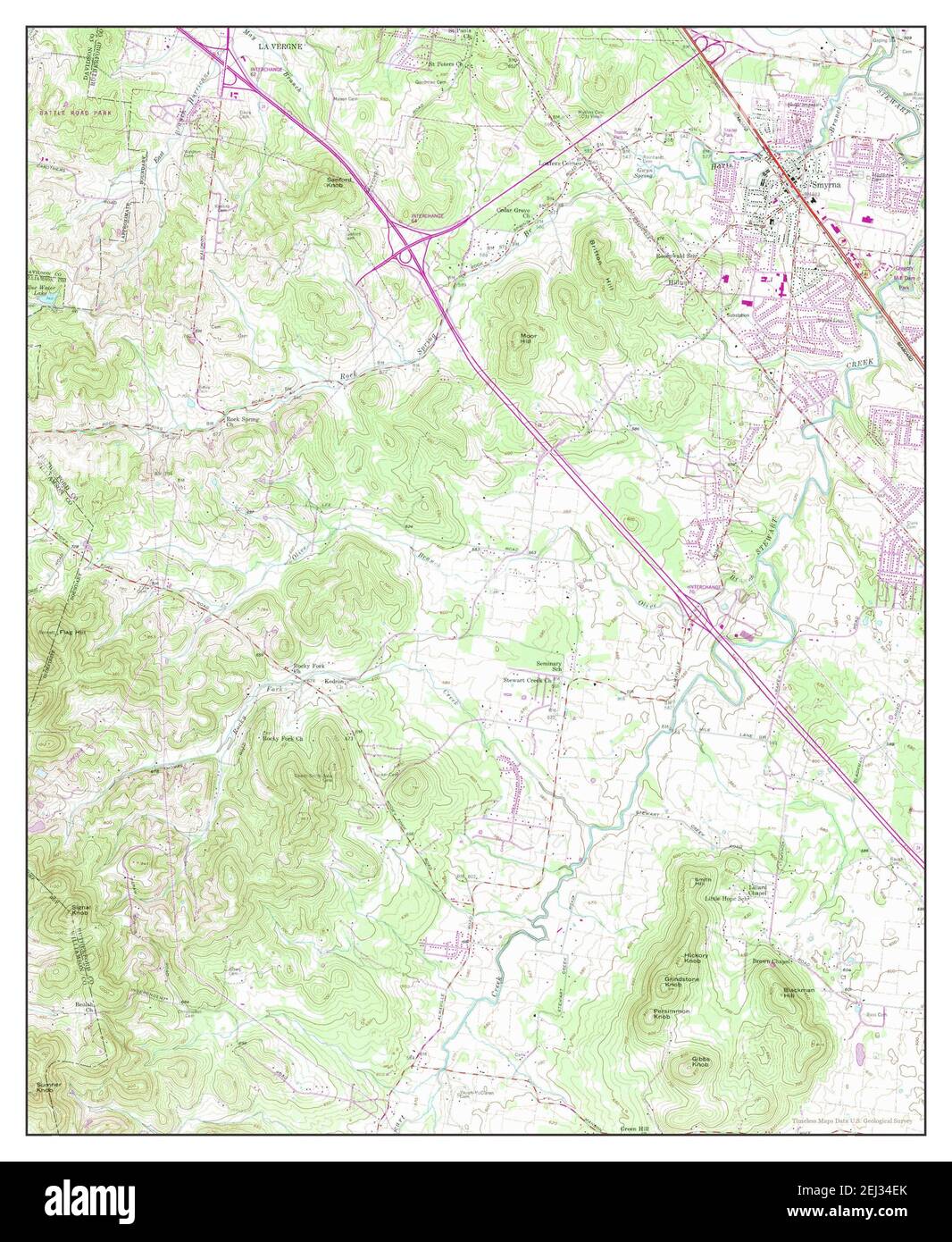 Smyrna, Tennessee, mappa 1957, 1:24000, Stati Uniti d'America da Timeless Maps, dati U.S. Geological Survey Foto Stock