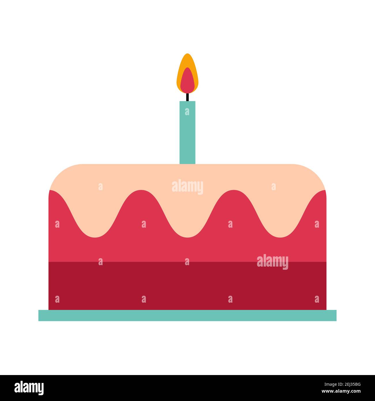 Torta di compleanno. Semplice icona del cibo in stile trendy isolato su sfondo bianco per applicazioni web e concetto mobile. Illustrazione vettoriale. EPS10 Illustrazione Vettoriale