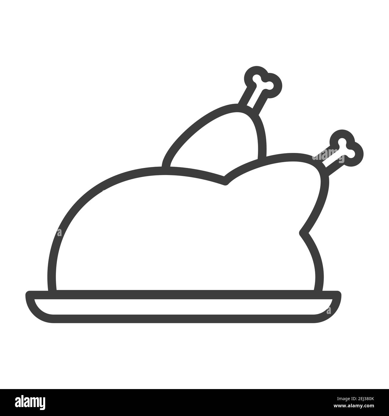 Pollo cotto con cosce di pollo. Semplice icona del cibo in stile di linea alla moda isolato su sfondo bianco per applicazioni web e concetto mobile. Illustrazione vettoriale Illustrazione Vettoriale