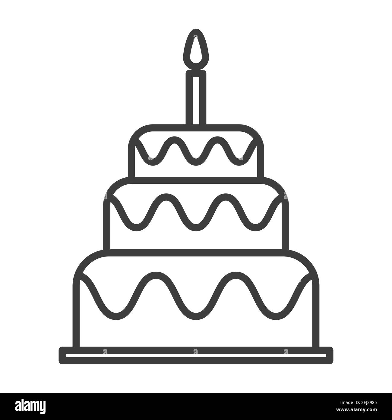 Torta di compleanno. Semplice icona del cibo in stile trendy isolato su sfondo bianco per applicazioni web e concetto mobile. Illustrazione vettoriale. EPS10 Illustrazione Vettoriale