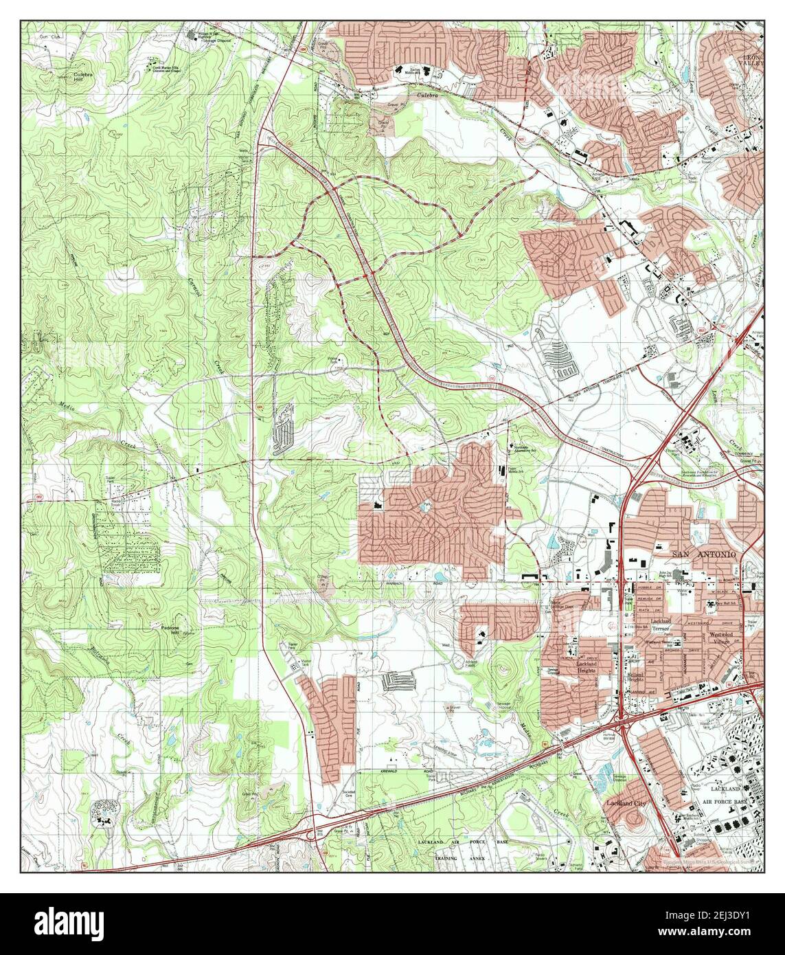 Culebra Hill, Texas, map 1993, 1:24000, United States of America by Timeless Maps, data U.S. Geological Survey Foto Stock