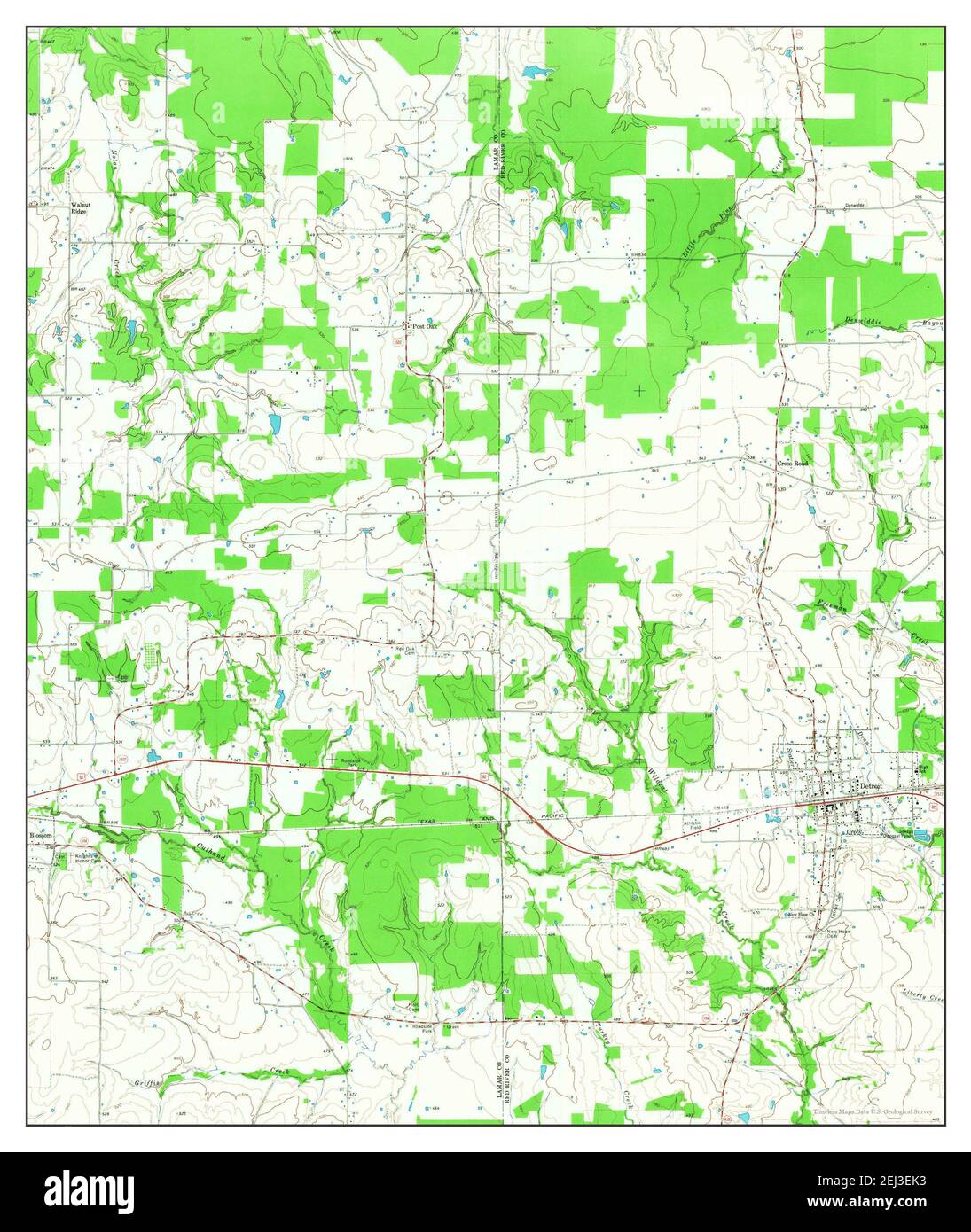 Detroit, Texas, mappa 1964, 1:24000, Stati Uniti d'America da Timeless Maps, dati U.S. Geological Survey Foto Stock