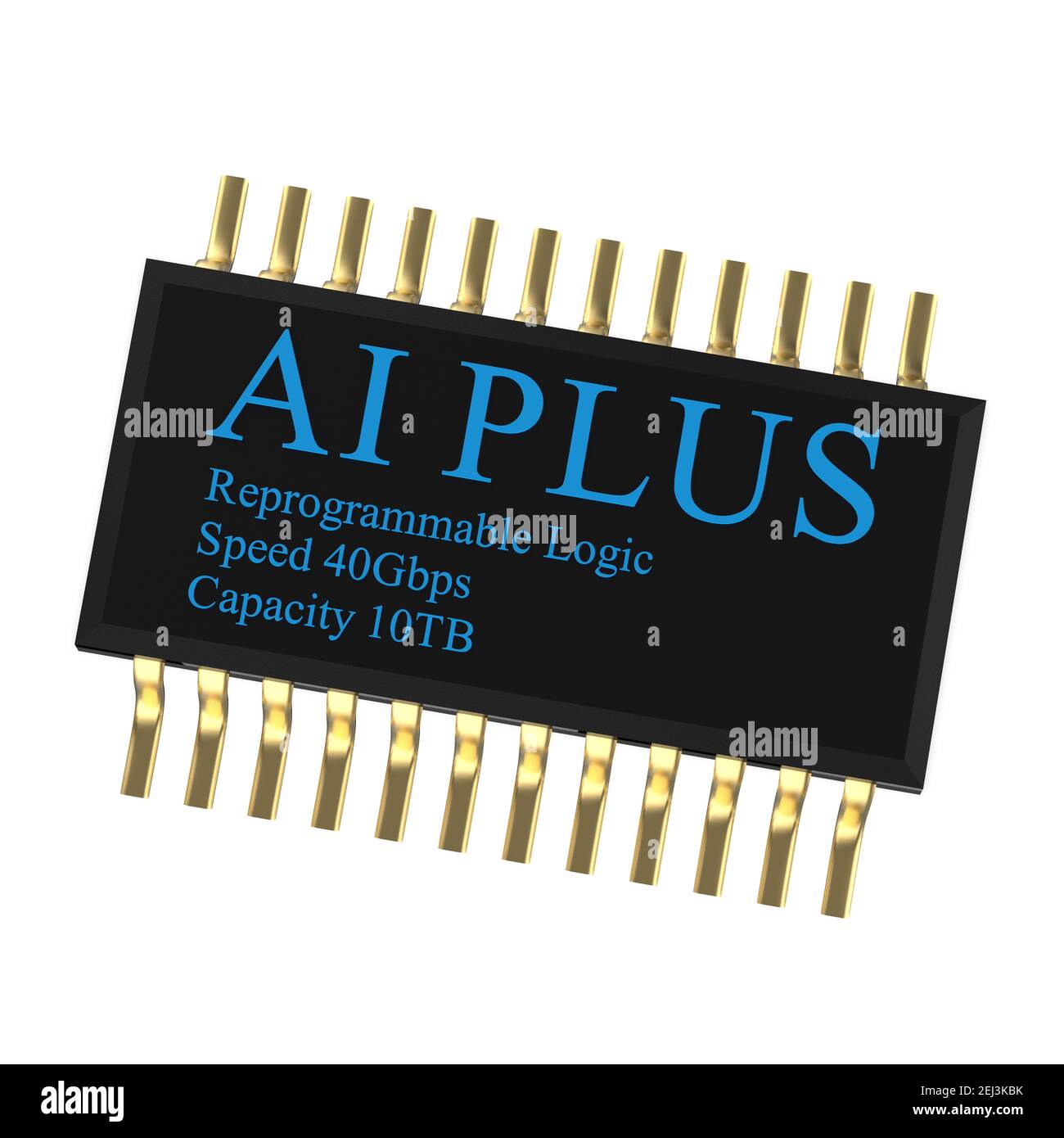 Il rendering 3d di ai PLUS con Digital Brain sta imparando ad elaborare i big data, le informazioni di analisi Foto Stock