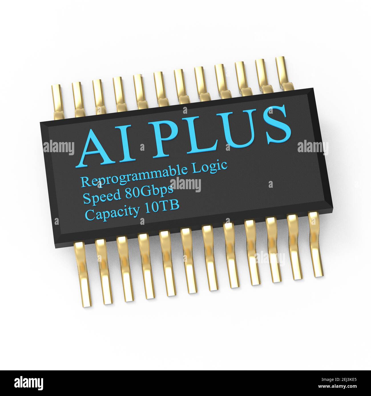 Il rendering 3d di ai PLUS con Digital Brain sta imparando ad elaborare i big data, le informazioni di analisi Foto Stock