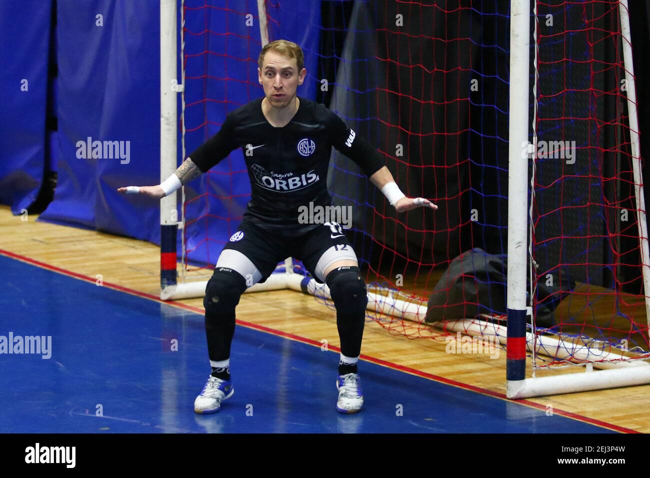 BUENOS AIRES, 18/02/2021: Damian Stazzone di San Lorenzo durante la partita con la Catedral per la Pro Run Cup di calcio indoor. Foto Stock