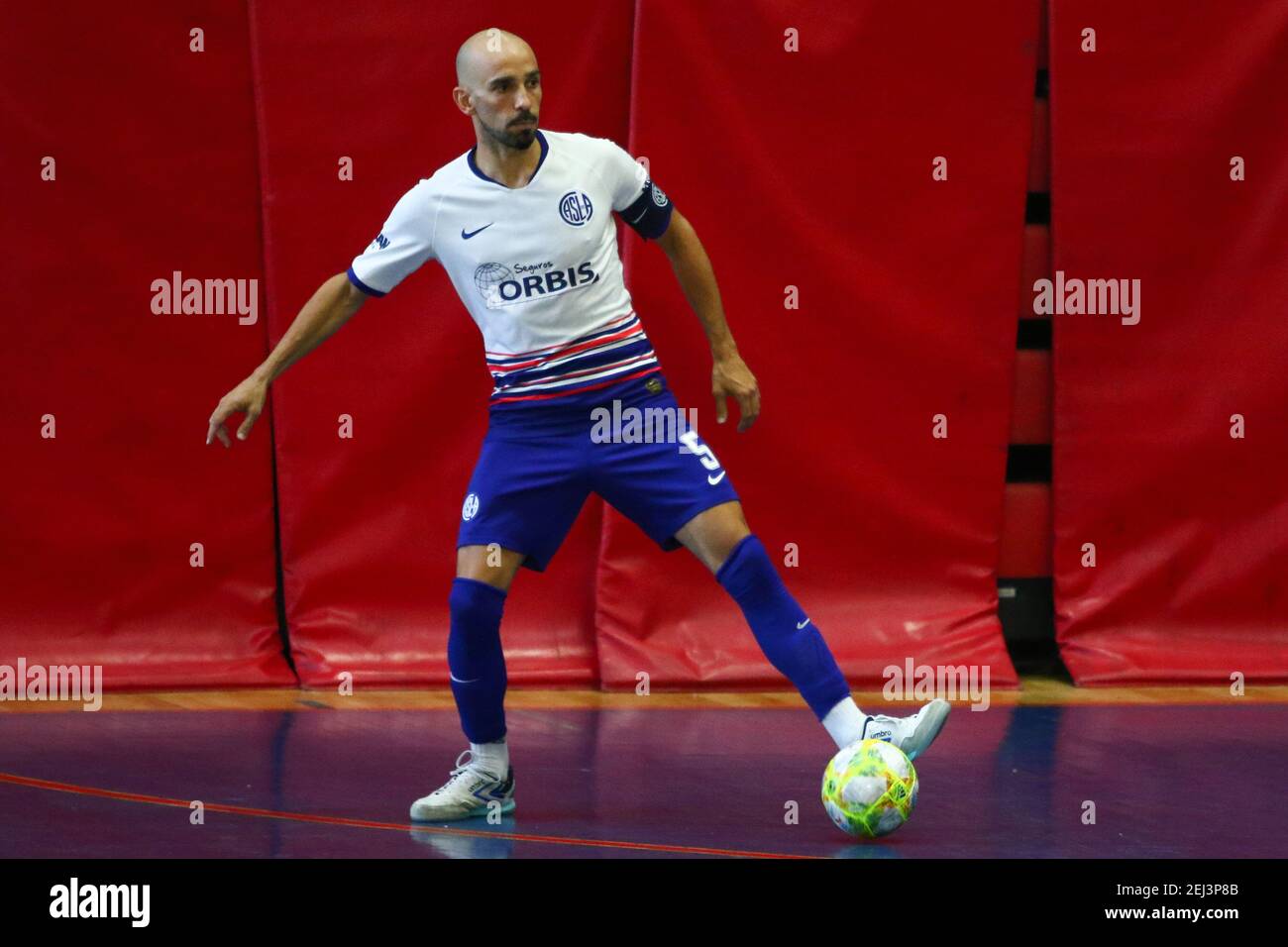 BUENOS AIRES, 18/02/2021: Damian Stazzone di San Lorenzo durante la partita con la Catedral per la Pro Run Cup di calcio indoor. Foto Stock