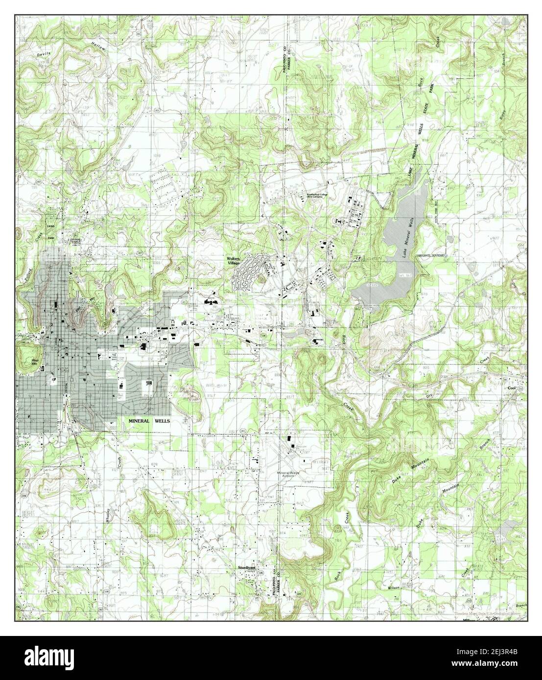 Mineral Wells East, Texas, map 1984, 1:24000, United States of America by Timeless Maps, data U.S. Geological Survey Foto Stock