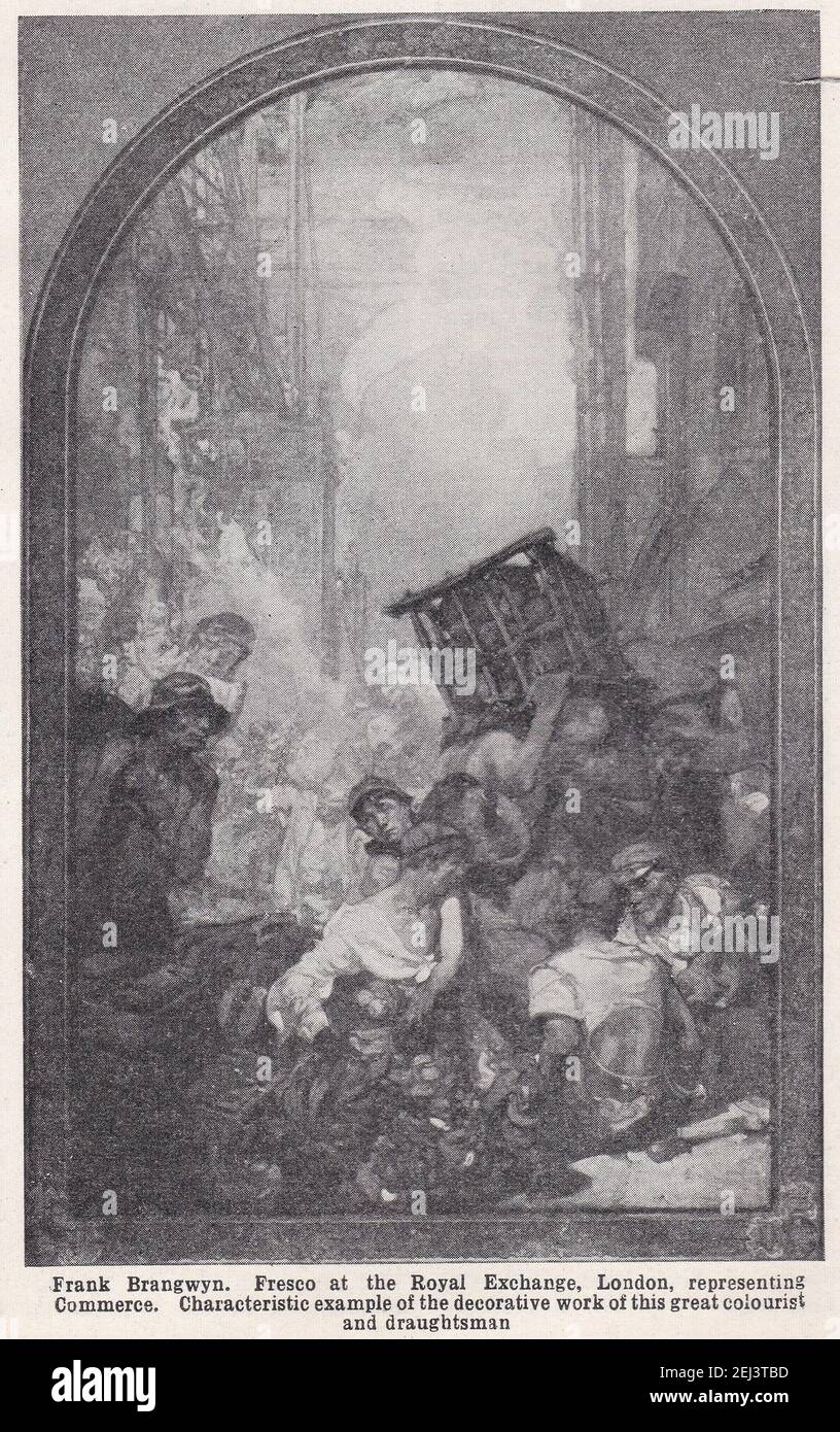 Frank Brangwyn - fresco alla Royal Exchange di Londra, rappresentante di Commerce. Foto Stock