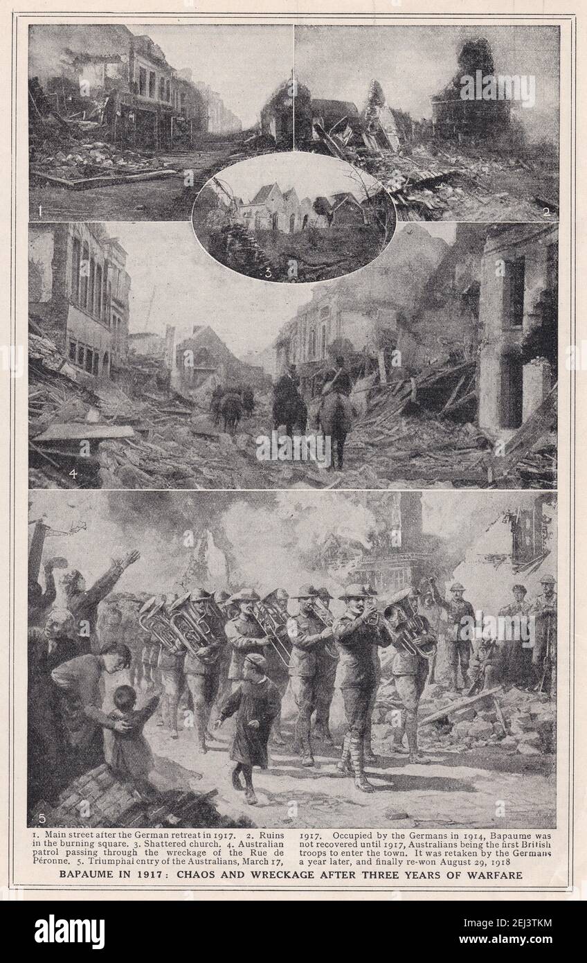 Bapaume nel 1917 - Caos e wreakage dopo tre anni di guerra. Foto Stock