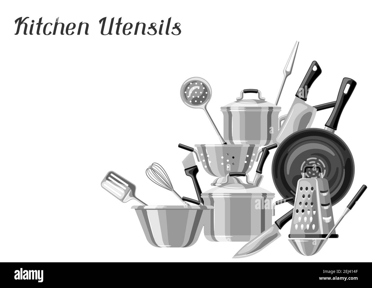 Sfondo con utensili da cucina. Illustrazione Vettoriale