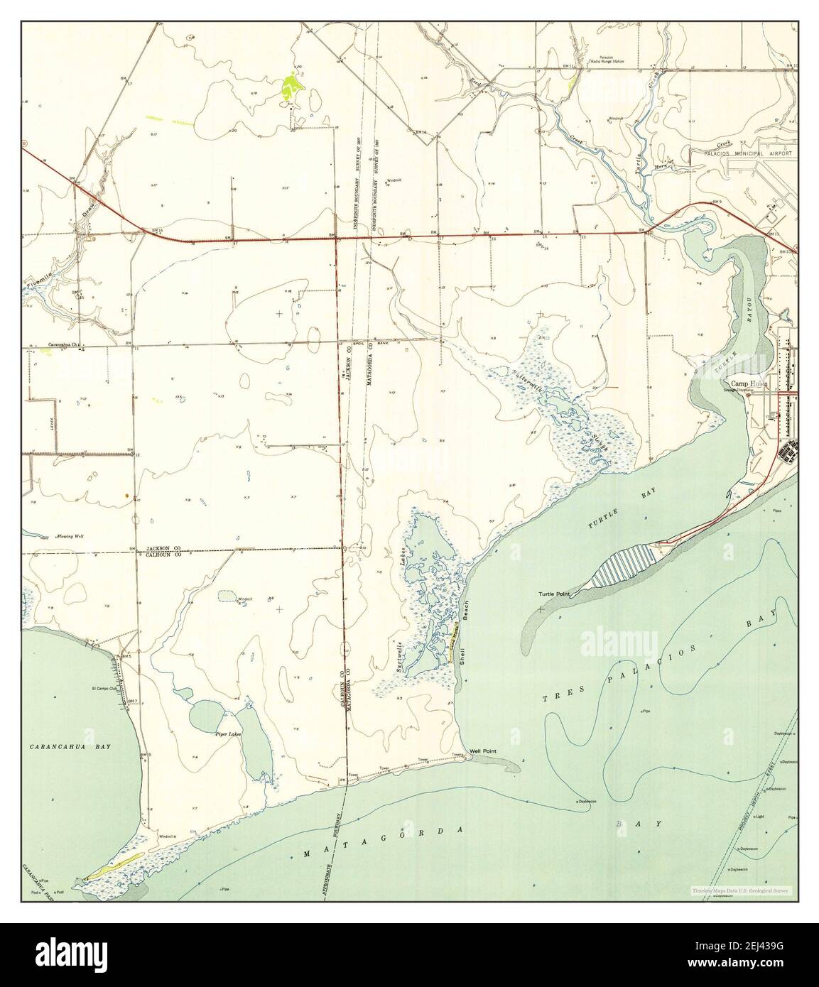 Turtle Bay, Texas, map 1952, 1:24000, United States of America by Timeless Maps, data U.S. Geological Survey Foto Stock