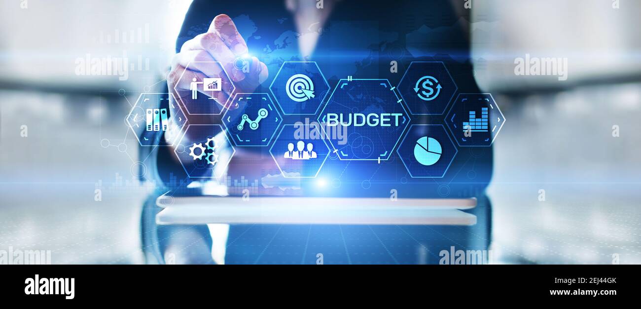 Pianificazione del bilancio Budgeting Gestione finanziaria contabilità business finanza concetto. Foto Stock