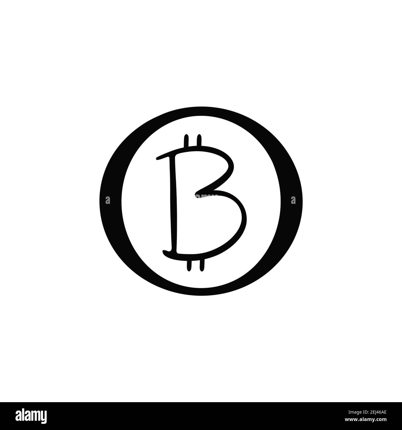 Icona di Bitcoin icona di valuta criptata logo o modello, sfondo bianco isolato Foto Stock