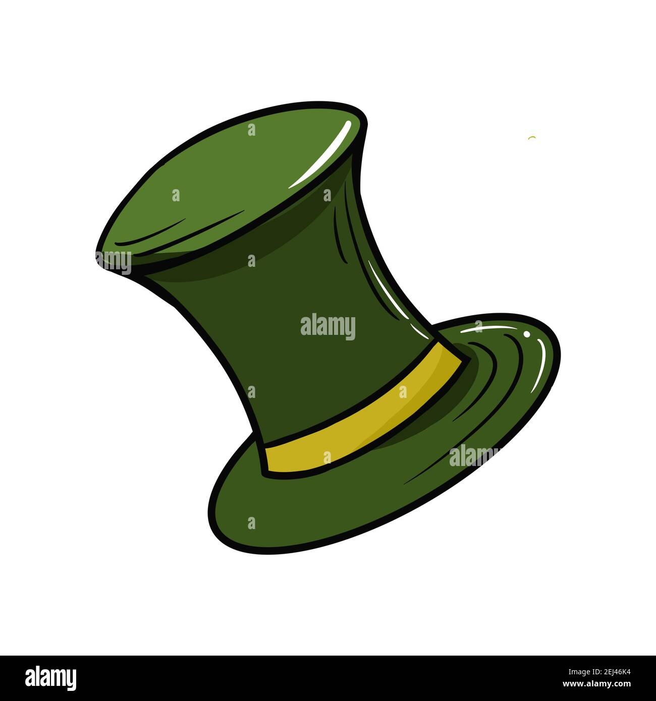 Illustrazione cappello Leprechaun in colori verdi, doodle, per il giorno di San Patrizio su sfondo bianco isolato Foto Stock