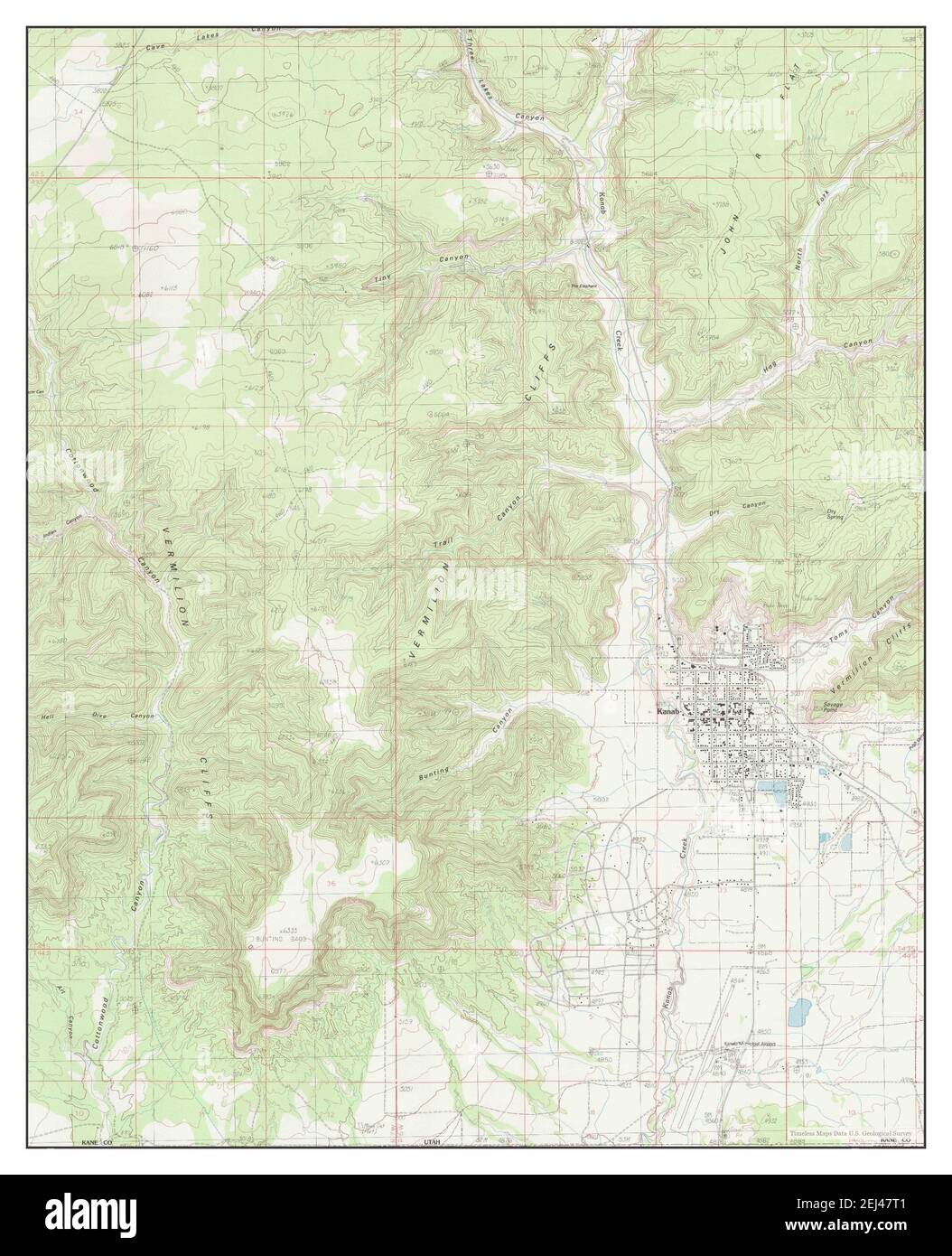 Kanab, Utah, mappa 1985, 1:24000, Stati Uniti d'America da Timeless Maps, dati U.S. Geological Survey Foto Stock
