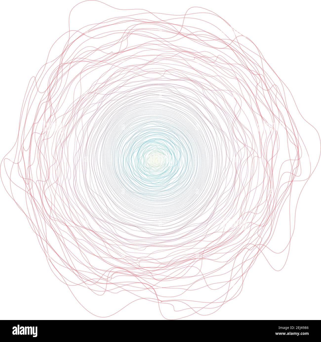 Forme geometriche astratte, cerchi. Linee e poligoni composizioni geometriche. Cerchi concentrici e spirali, linee intrecciate. Effetto ipnotico Illustrazione Vettoriale