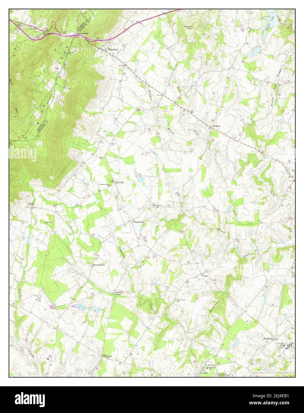Bluemont, Virginia, mappa 1970, 1:24000, Stati Uniti d'America da Timeless Maps, dati U.S. Geological Survey Foto Stock