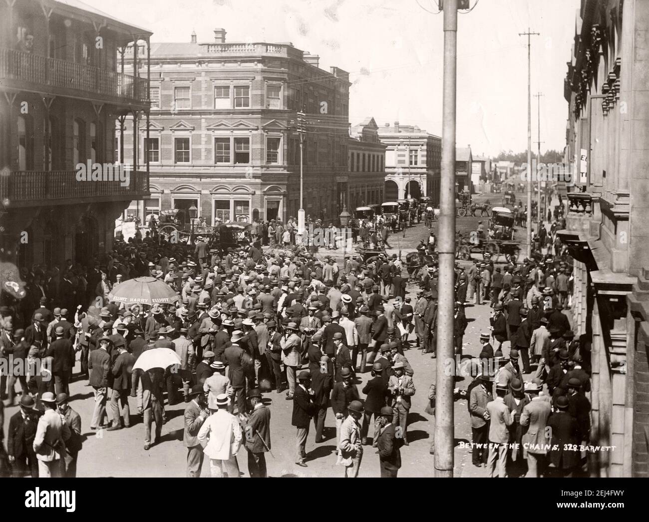 19th Century/1900 fotografia d'epoca, quartiere finanziario, Simmonds St.Johannesburg Sud Africa Foto Stock