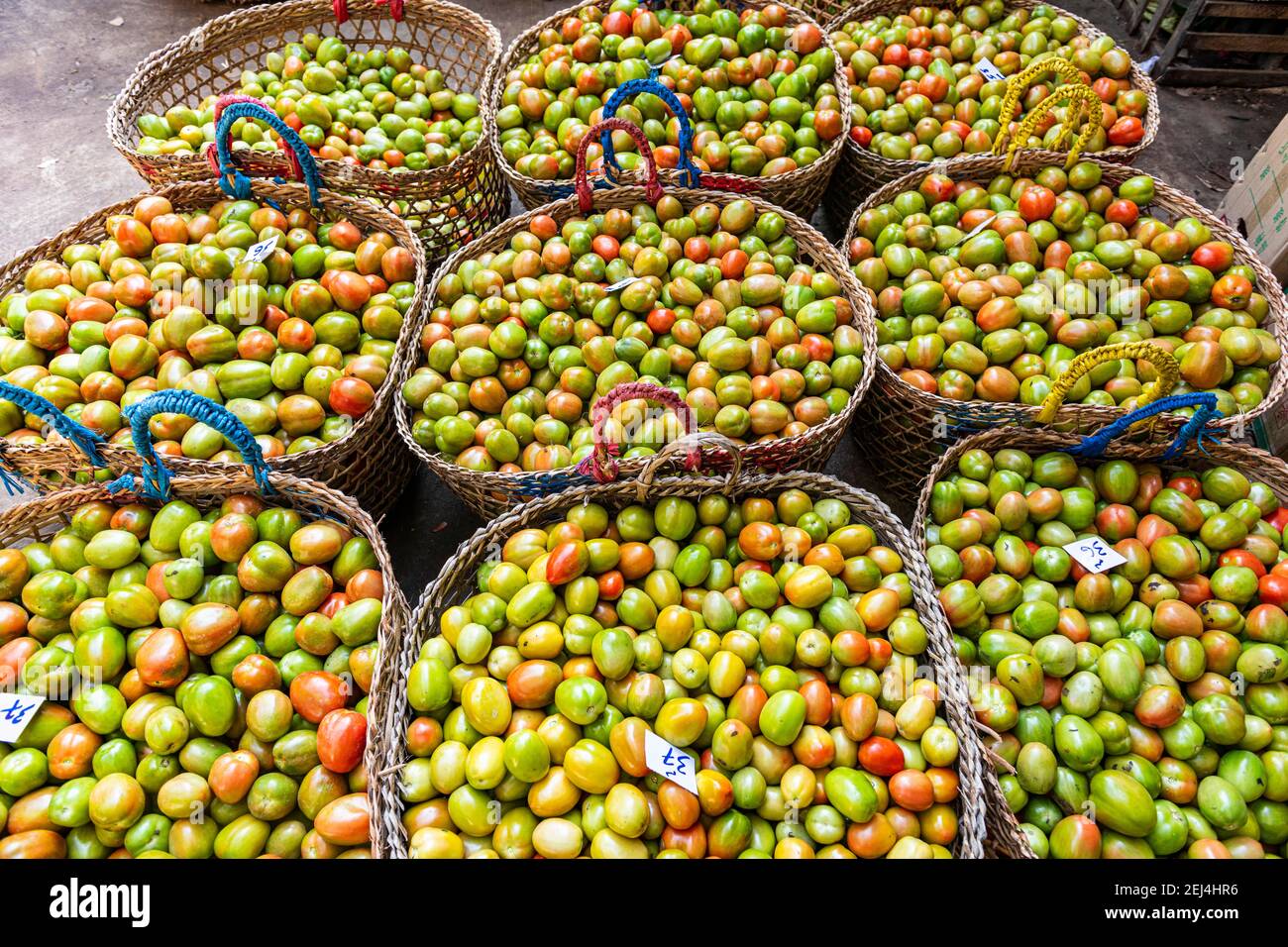 Tomatos in vendita, Myitkyina, Kachin stato, Myanmar Foto Stock