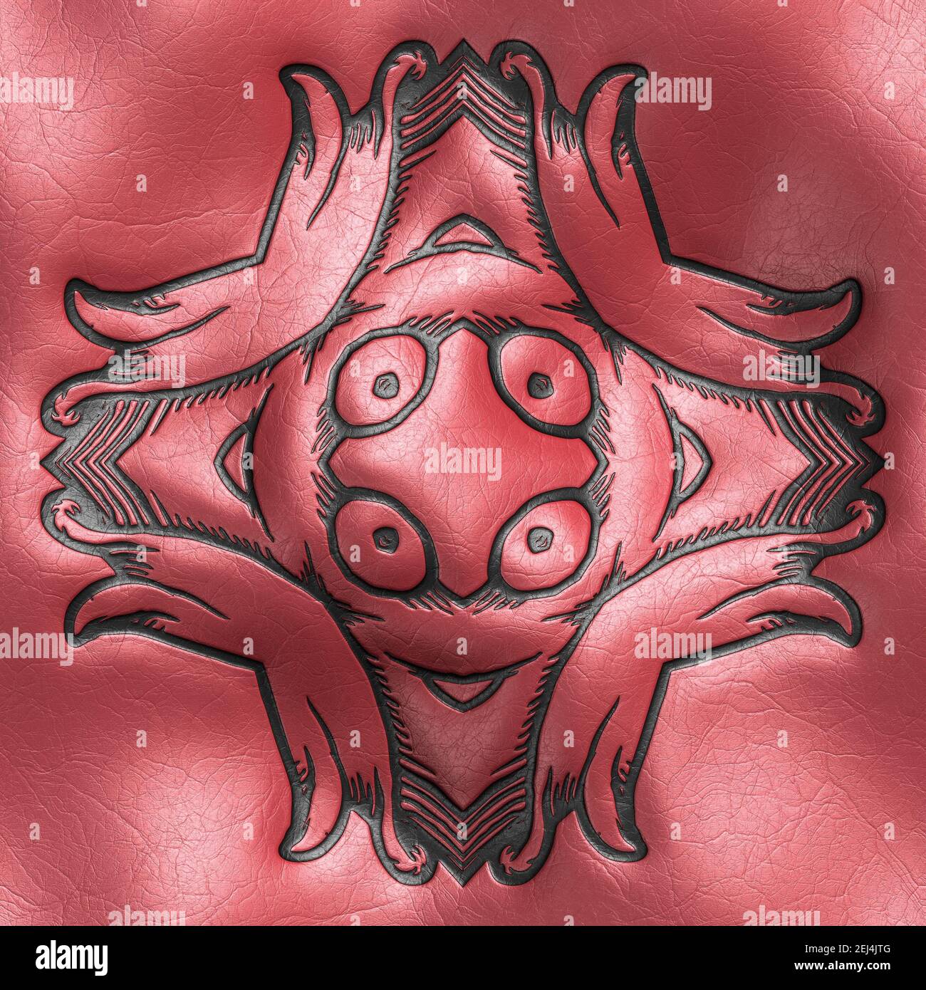 Rendering 3D di piastrelle di fondo in plastica con vintageornamento in rilievo Foto Stock