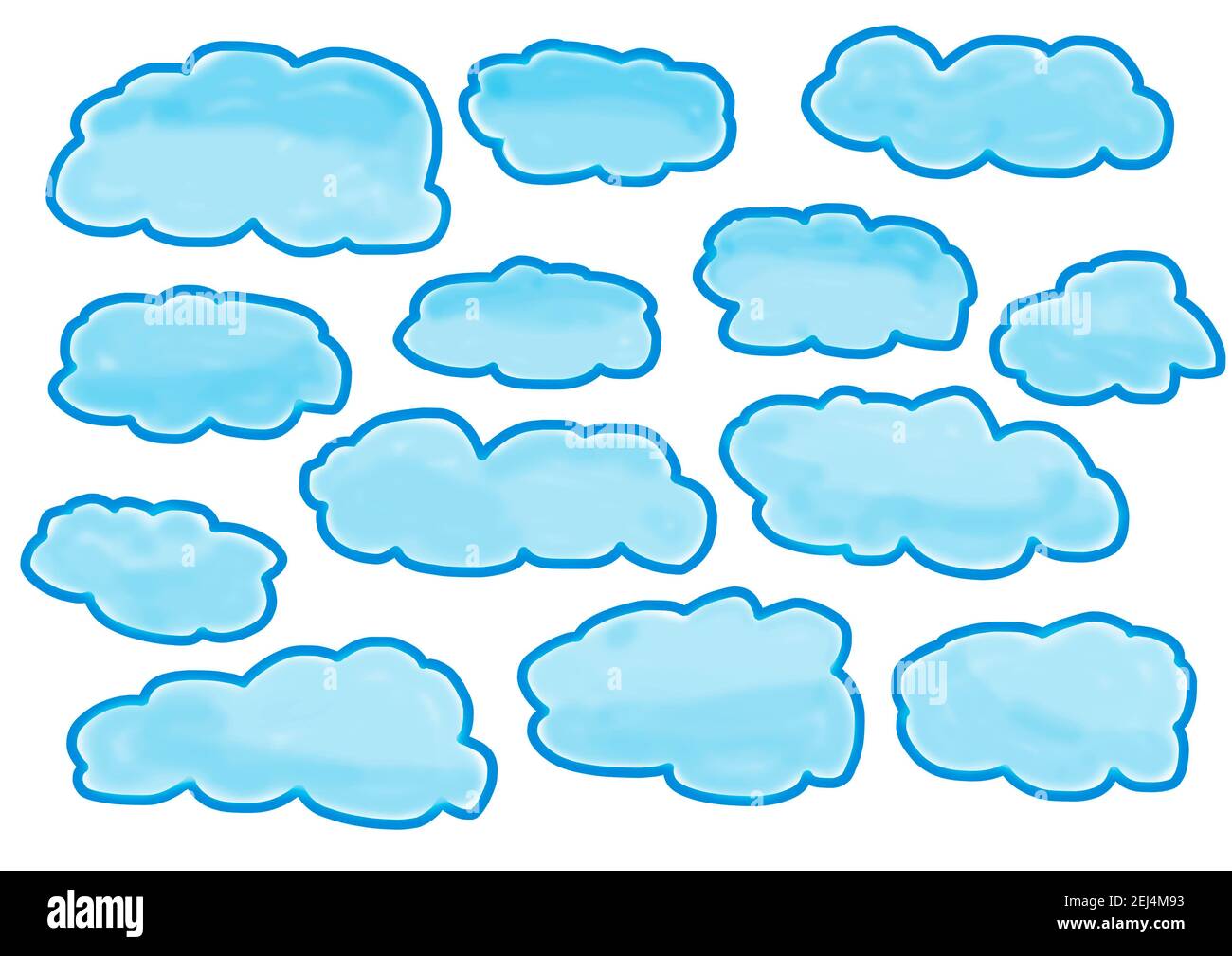 Illustrazione ingenua, disegno di bambini, cielo nuvoloso Foto Stock