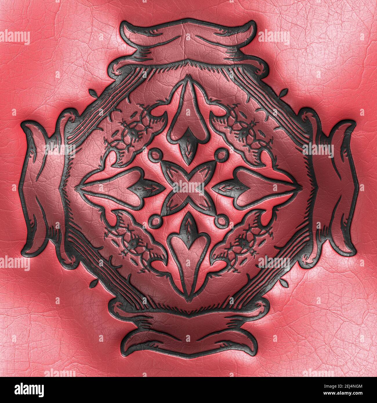 Rendering 3D di piastrelle di fondo in plastica con vintageornamento in rilievo Foto Stock