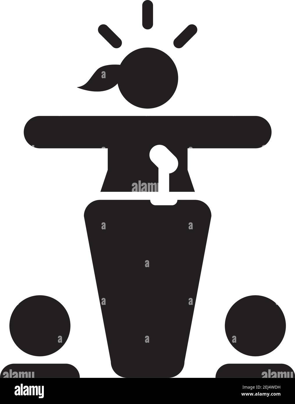 Icona conferenza vettore persona che parla sul podio simbolo in una illustrazione del pittogramma a colori piatti Illustrazione Vettoriale